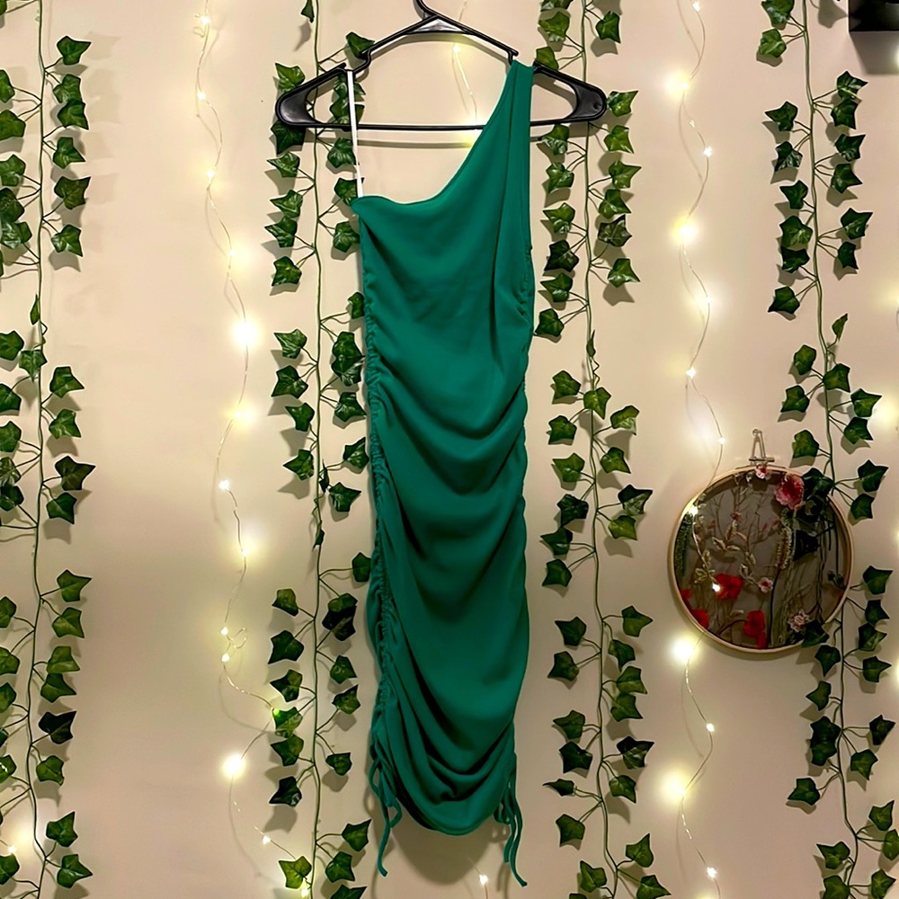 Green One-Shoulder Dress